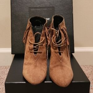 Saint Laurent Brown Suede Lace-Up Boots